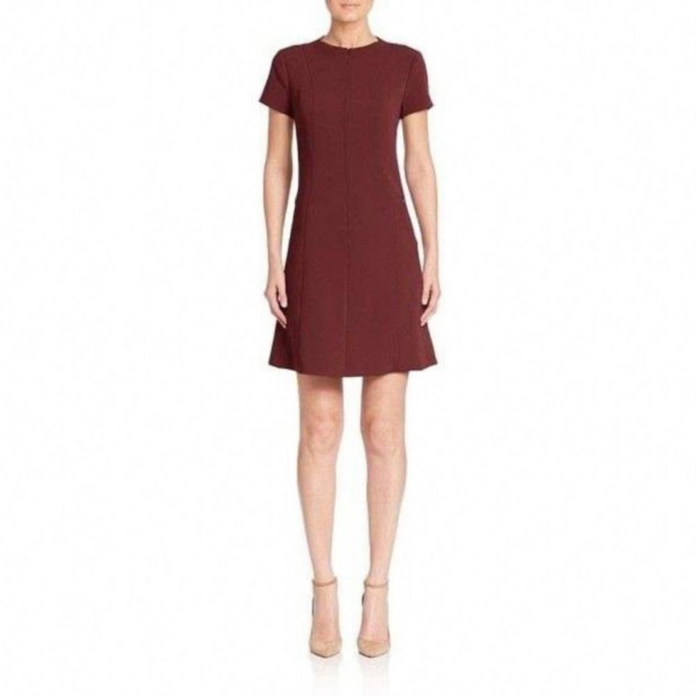 Theory Apalia Admiral A-Line Maroon Office Dress